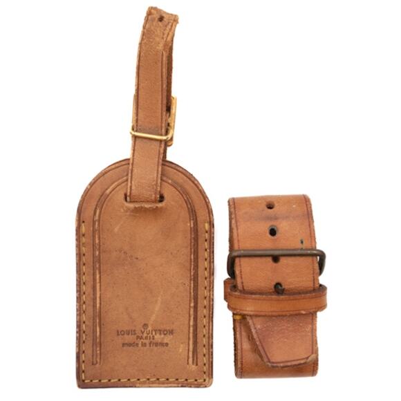 Authentic Louis Vuitton Luggage Name Tag & Poignet Keepall Handle Holder W - Picture 1 of 7